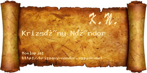 Krizsány Nándor névjegykártya